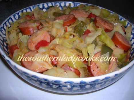 Fried Cabbage with Sausage 